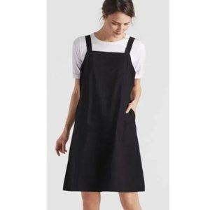 Eileen Fisher Women's XL Black Organic Cotton Tank Apron Dress Side Zip closure